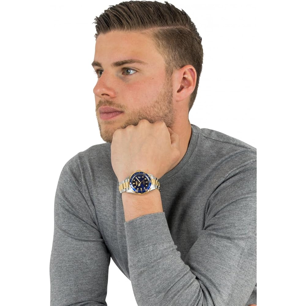 Мужские кварцевые часы Invicta Pro Diver, корпус 37,5 мм, сталь/золото, ремешок из нержавеющей стали, синий циферблат, модель 8935, Официально импортированы, серебристый [Параллельный им