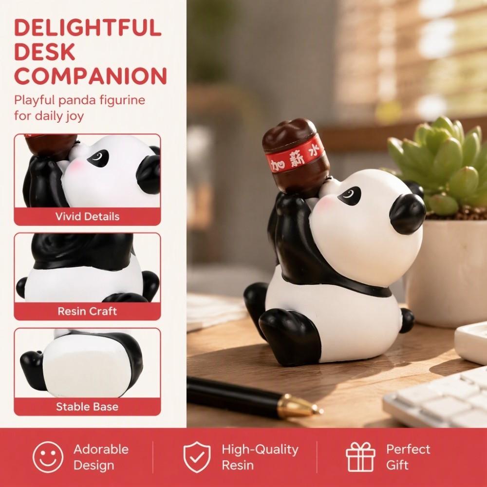 Resin Cute Animal Ornament Drinking Coke Pose Animal Cake Topper Resin Animal Statue For Kids