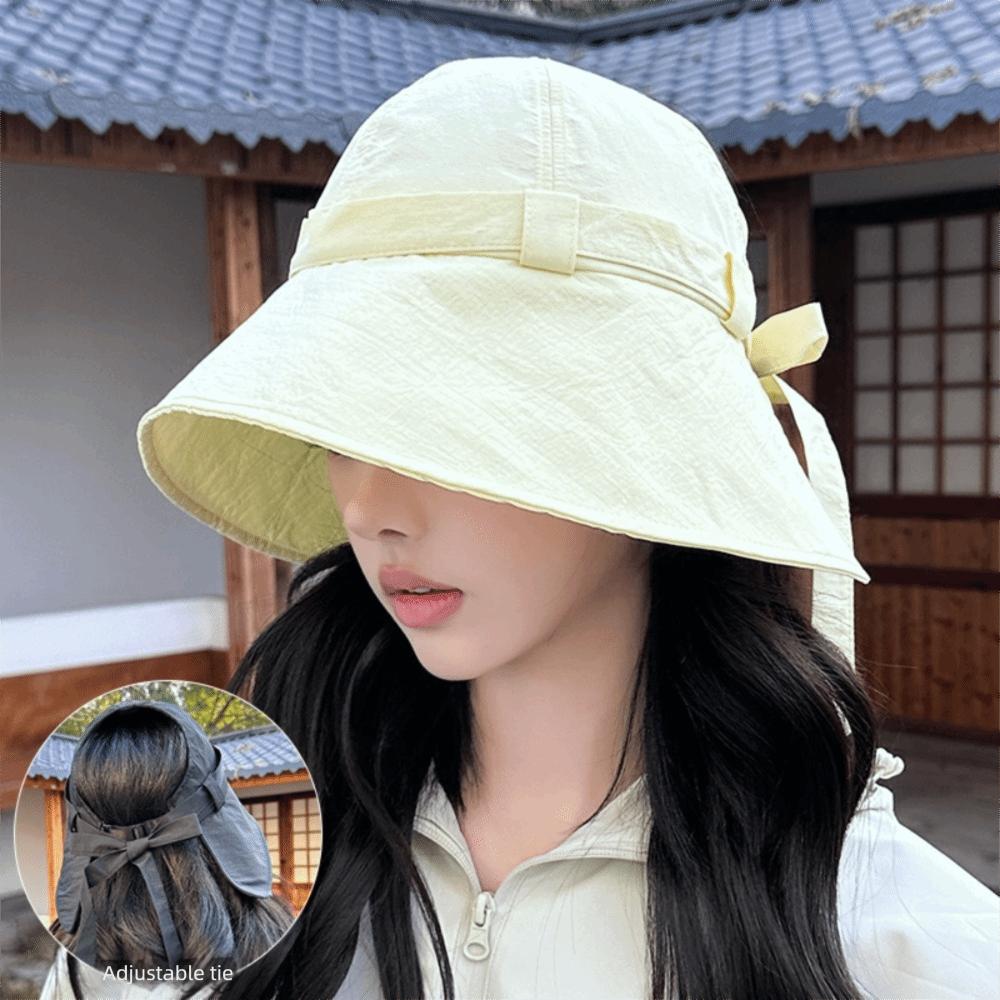 Stylish Large Brim Bucket Hat Thin Breathable Sun Hat Foldable Summer Cap Women