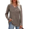 Women Long Sleeve Shirts V Neck Tops With Buttons Fall Fashion Outfits Winter Sweaters