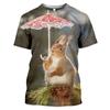 Men Summer Cute Fun Animal Squirrel Figure 3d Printed T-Shirt Casual Personality Comfortable Plus Size O Neck Short Sleeve