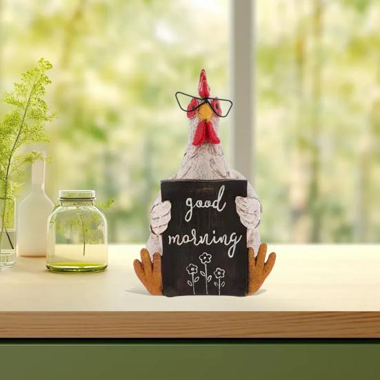 Доброе утро, фигурка курицы, смола, сидящая лежащая курица, статуя, скульптура для дома, офиса, настольная книжная полка, украшение, украшение, фестиваль, подарок