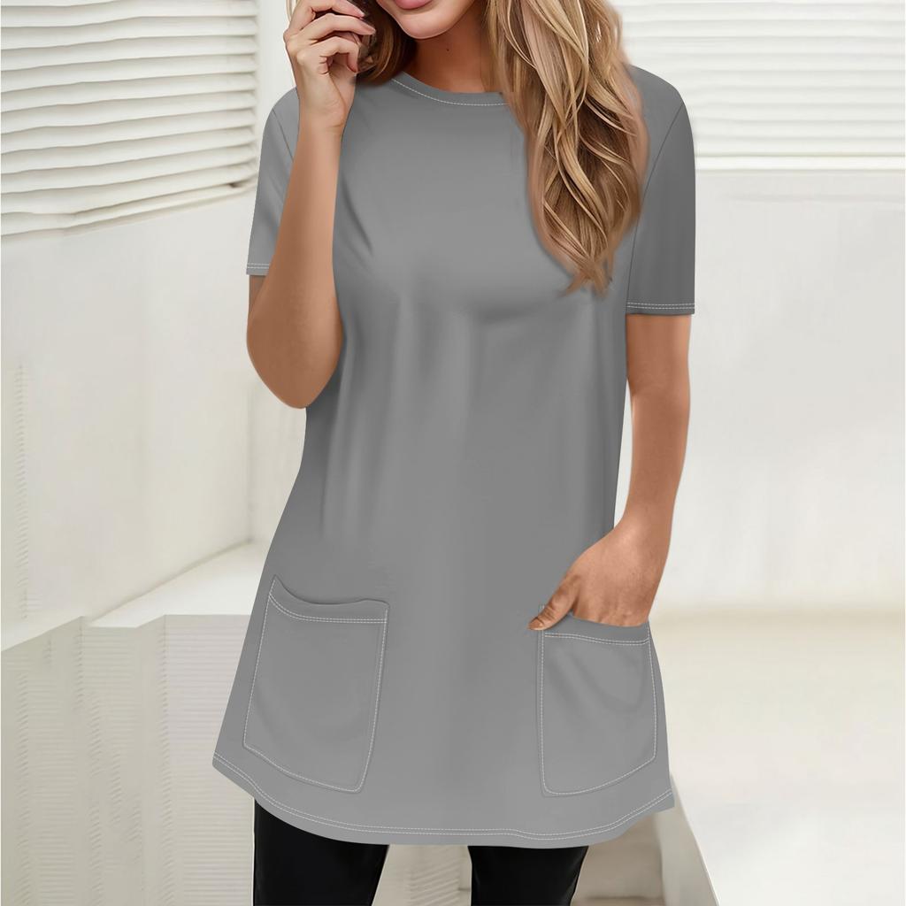 Жен. Футболка Футболка С принтом С короткими рукавами Повседневные Выходные Мода Классический Круглый вырез Карманы Обычный Топ