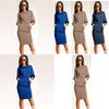 Elegant Women Fashion Sexy Fifth Sleeve Round Neck Pocket Bodycon Cocktail Dress