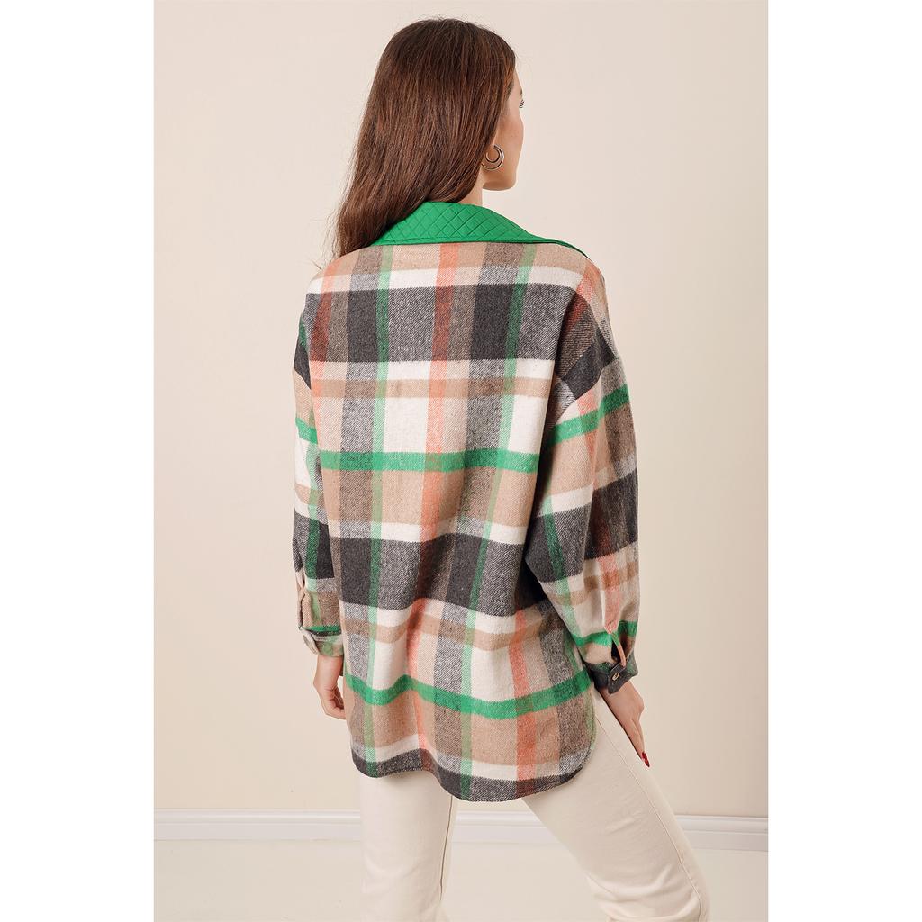 Lumberjack Oversize Shirt with Bag Pocket and Garnish