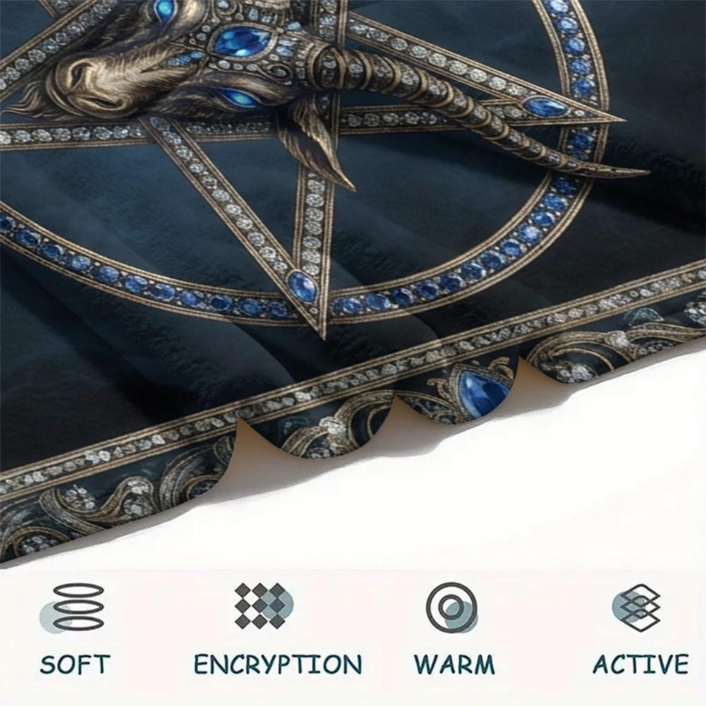 1Pc Satan's Pentagram Print Flannel Blanket, High quality Comfortable for All Seasons, Home Decor, Warmth and Comfort, Perfect for Christmas Gifts137