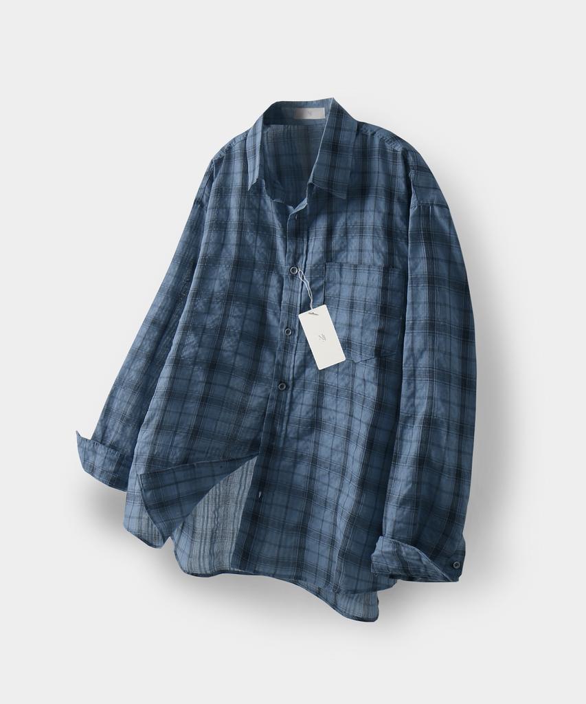 MOOD INSIDE Vintage Wrinkle Check Shirt_Blue