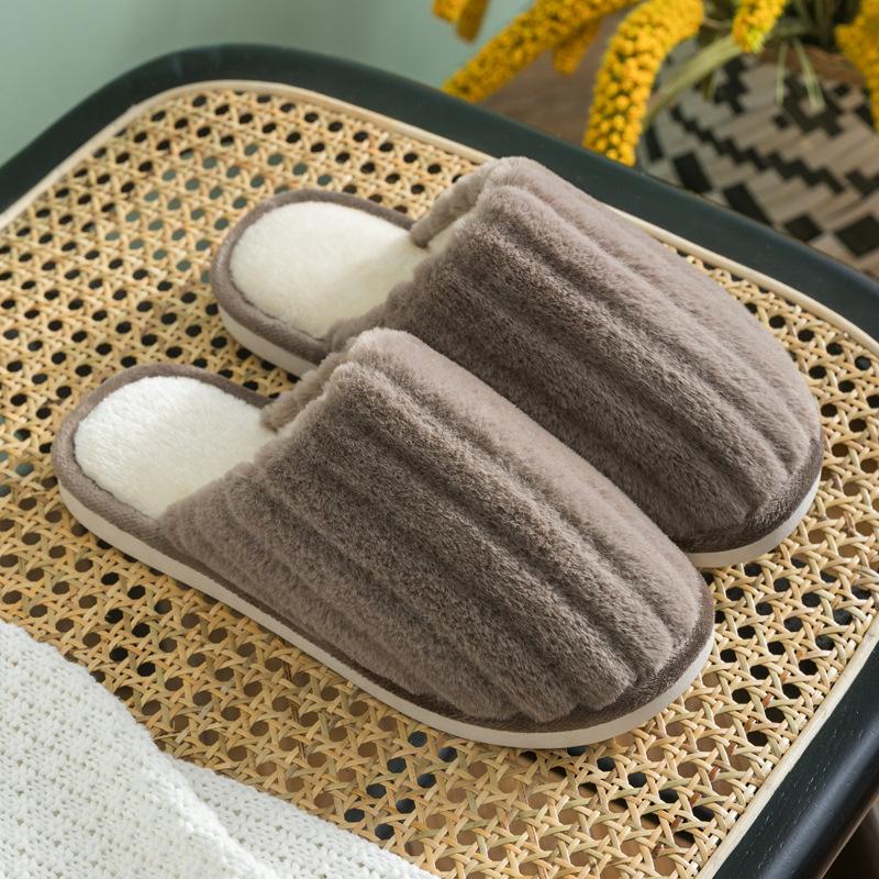 Искусственный мех кролика зимние банты хлопковые тапочки женские домашние толстые подошвы пара домашние нескользящие теплые пушистые тапочки мужские