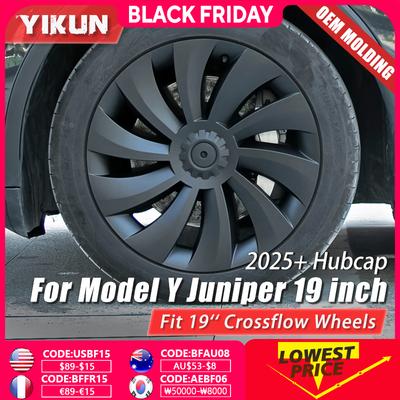 4 шт. 19-дюймовый колпак на колесо 2025 для Tesla Model Y Juniper Аксессуары Performance Crossflow Колпак на колесо Замена Автомобильные инструменты Колпак ступицы