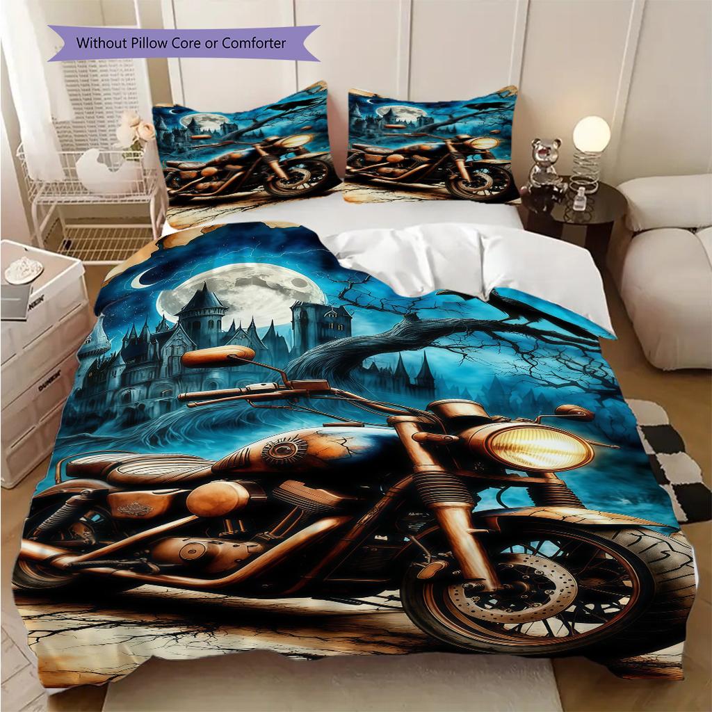 Night Rider Motorcycle Artwork Bedding 1 Duvet Cover 2 Pillowcase Without Core Bedding Set Duvet Cover And Pillowcase