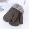 Thick Knitting Mittens Plus Velvet Baby Gloves Lovely Full Finger Gloves  Winter