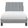 Bed with Mattress  Hanko  Light Grey 90 x 190 cm Fabric