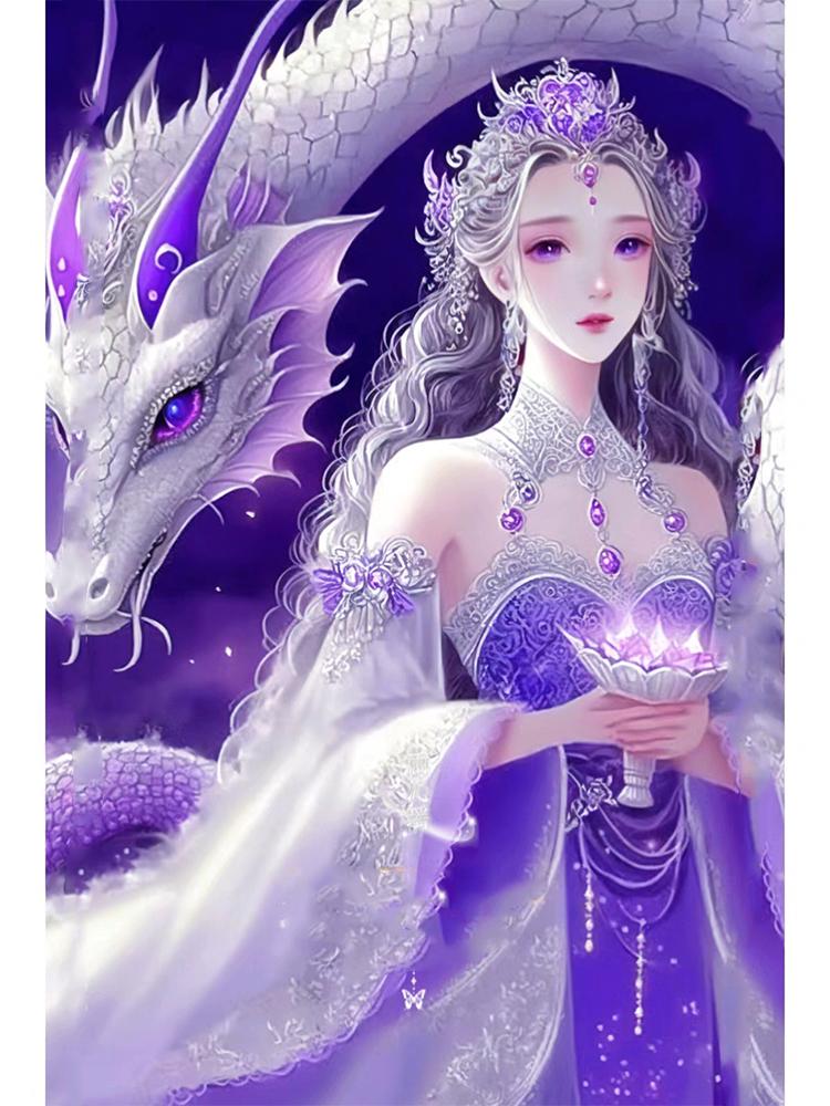 5DDIY Алмазная картина Мечтательный фиолетовый дракон Фея Мозаика Мультфильм Животное Вышивка Крестом Ремесла Украшения Дома Подарки