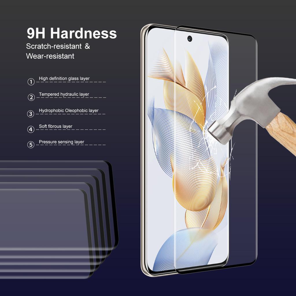 ENKAY HAT PRINCE 2PCS Full Screen Protector for Honor 90,Side Glue 3D Curved Tempered Glass Film