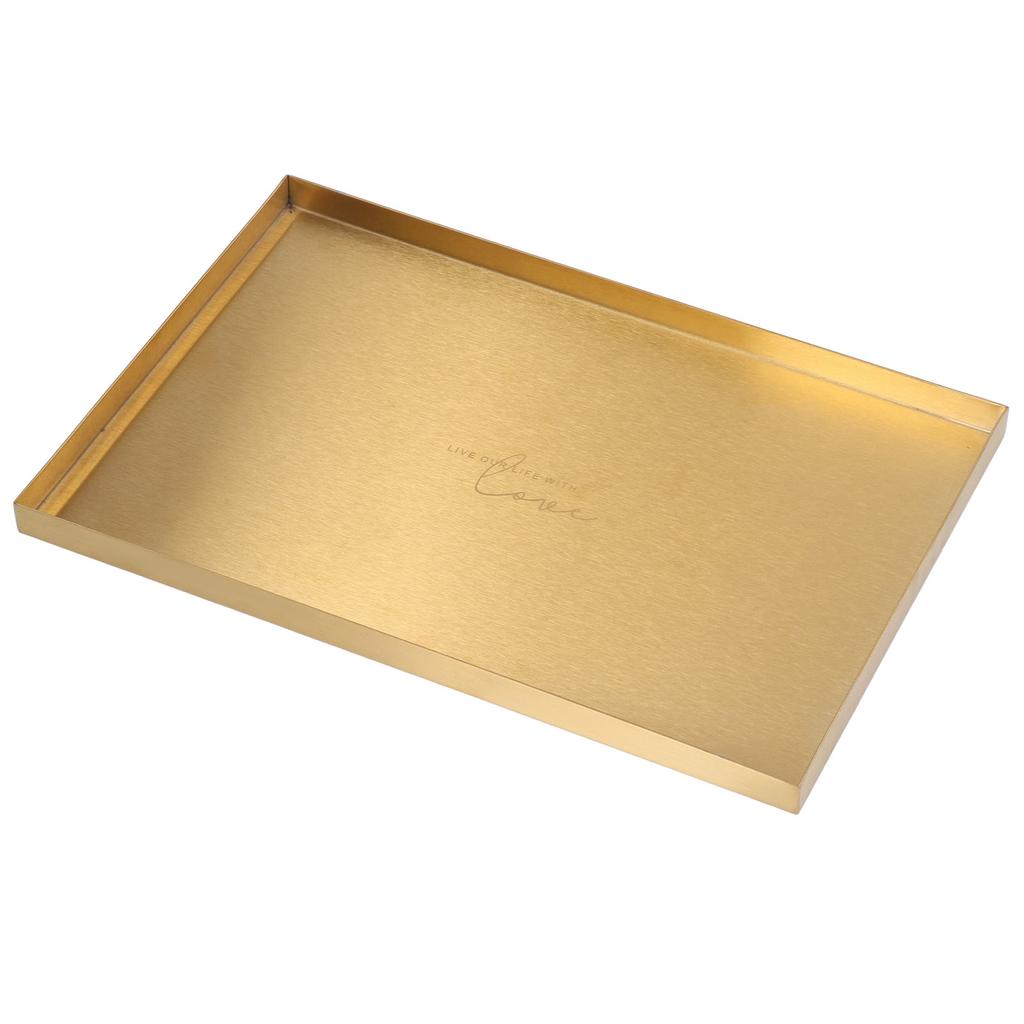 Modern Metal Gold Plate Rectangle Storage Tray Cosmetic Jewelry Display Stainless Steel Tray