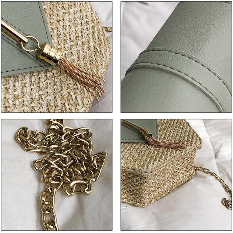 Сумка женская мода 2019 PU кожа + солома, цвета в ассортименте