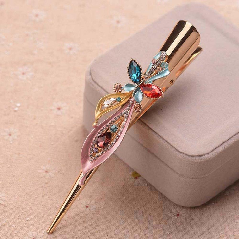 Large Fashion Crystal Metal Butterfly Women Duckbill Clips Hair Clips Hairpin Horn Clips