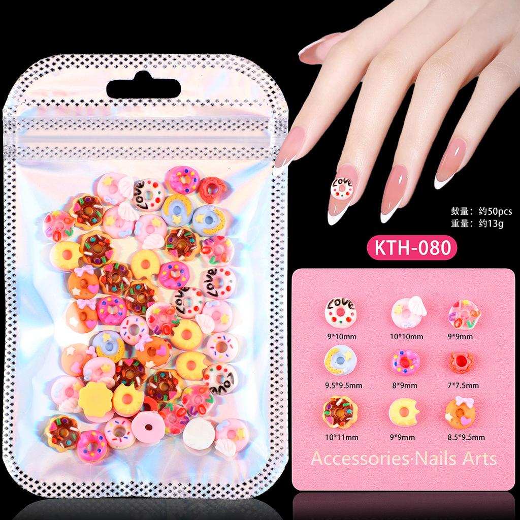 Nail Art Sweet Small Fresh Three-Dimensional Resin Candy Cookies Donuts Ice Cream Ice Cream Mixed Wear Nail Accessories