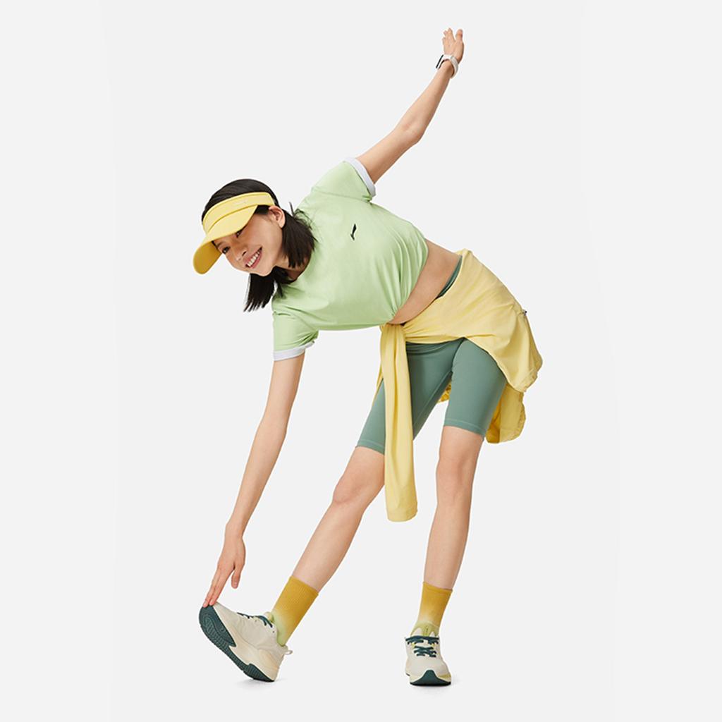Li-Ning Дышащий пуловер с круглым вырезом, спортивная футболка с коротким рукавом, женские топы, лаврово-зеленый ATSU060-6