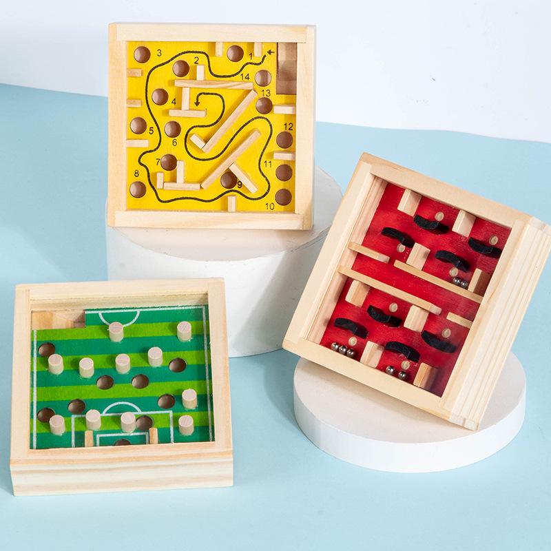 Деревянный лабиринт для малышей - Игра на координацию и баланс - Развивающая игрушка с перекатывающимися шариками