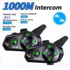 D2-6X 1000m Helmet Intercom Motorcycle Bluetooth Headset Moto Wireless Interphone Communicator for 6 Riders Music Share Waterproof