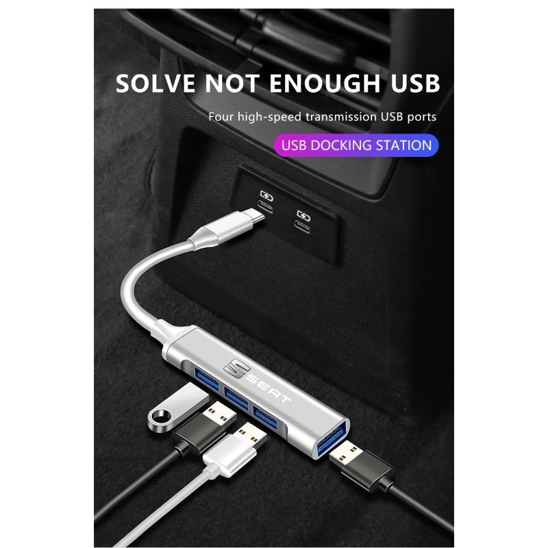 1 шт. Адаптер Type-C на USB Многопортовый распределитель-хаб Автотовары Для SEAT Leon Altea Ibiza Toledo Cordoba Alhambra Arona Ateca Exeo