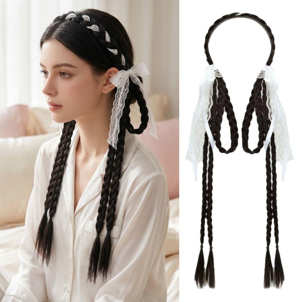 Synthetic Bunny Ear Headband Ponytail Ballet Style Long Pony Tail Hairpieces Cosplay