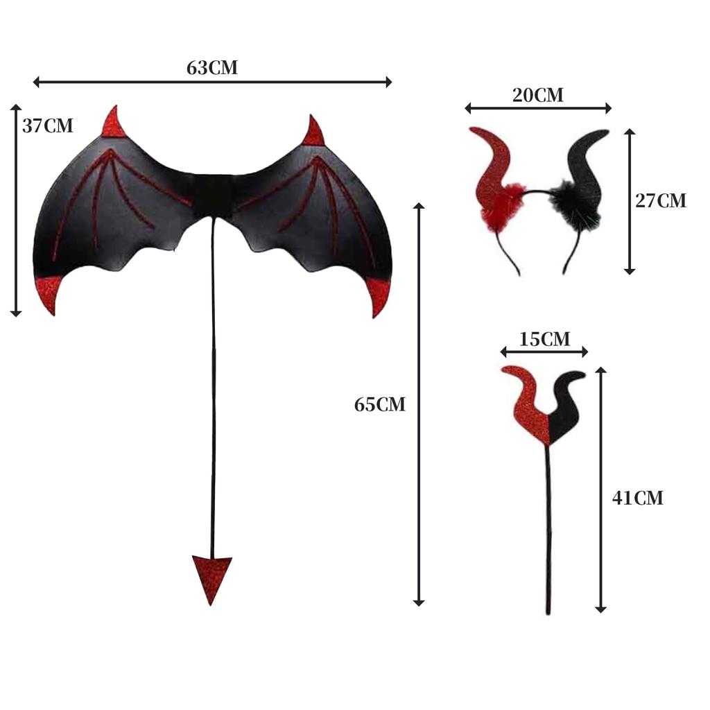 Крылья Дьявола для Детей и Ангел Дьявол Части Маленький Дьявол Ангел Ходячий Косплей Костюм Школьный Культурный Фестиваль [YuraYura] Взрослые, Набор из 3 предметов, Крылья,