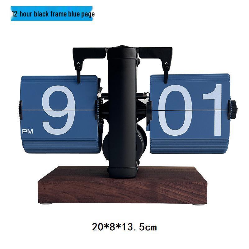 European Style Retro Flip Page Clock - Automatic Table Ornament for Living Room