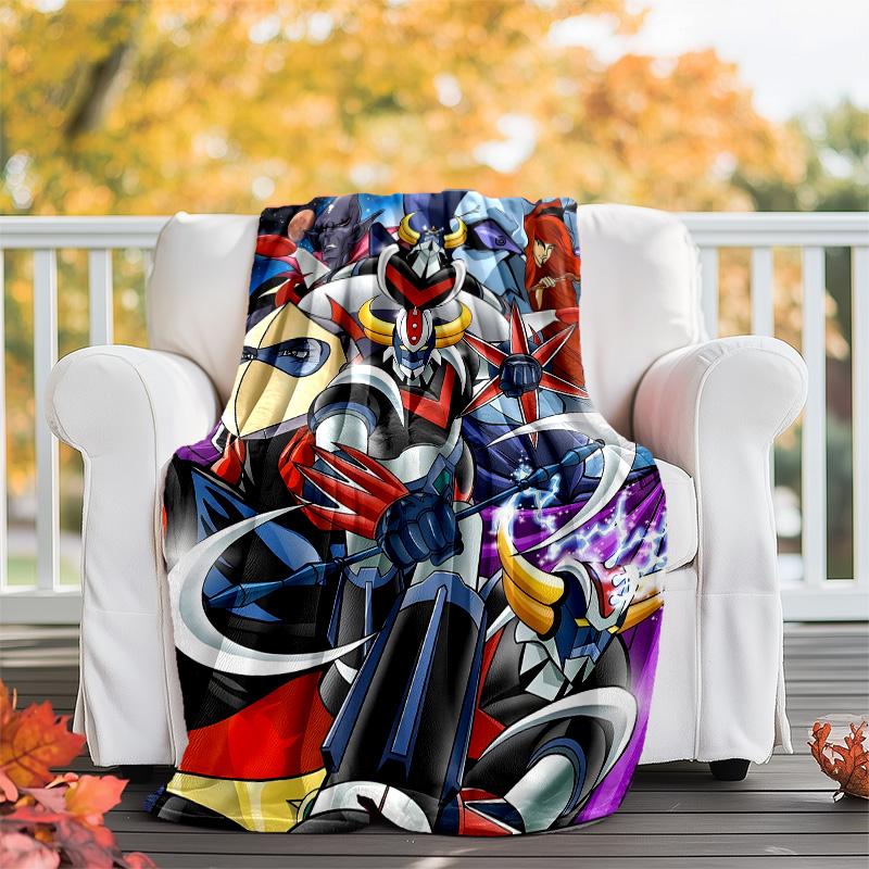 1pc UFO Robot Grendizer3 Theme Blanket - Digital Print, Polyester, Cozy for All Seasons, Perfect for Outdoor, Camping, and Travel