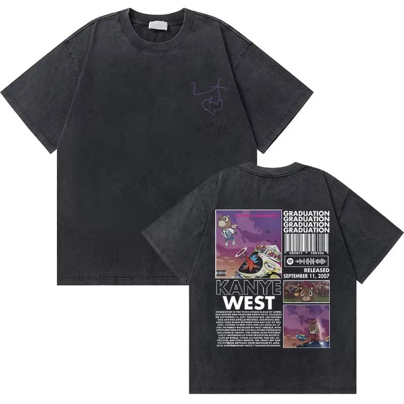 Washed Vintage Rapper Kanye West Music Album Cover Logo Graphic Tshirt THE LIFE OF PABLO T Shirt Men Hip Hop Vintage Tshirts