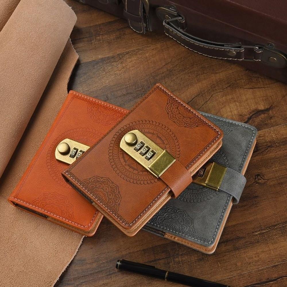 PU Cover Lock Diary Book A7 240 Pages Mini Notepad Notebook New Password Book School Stationery