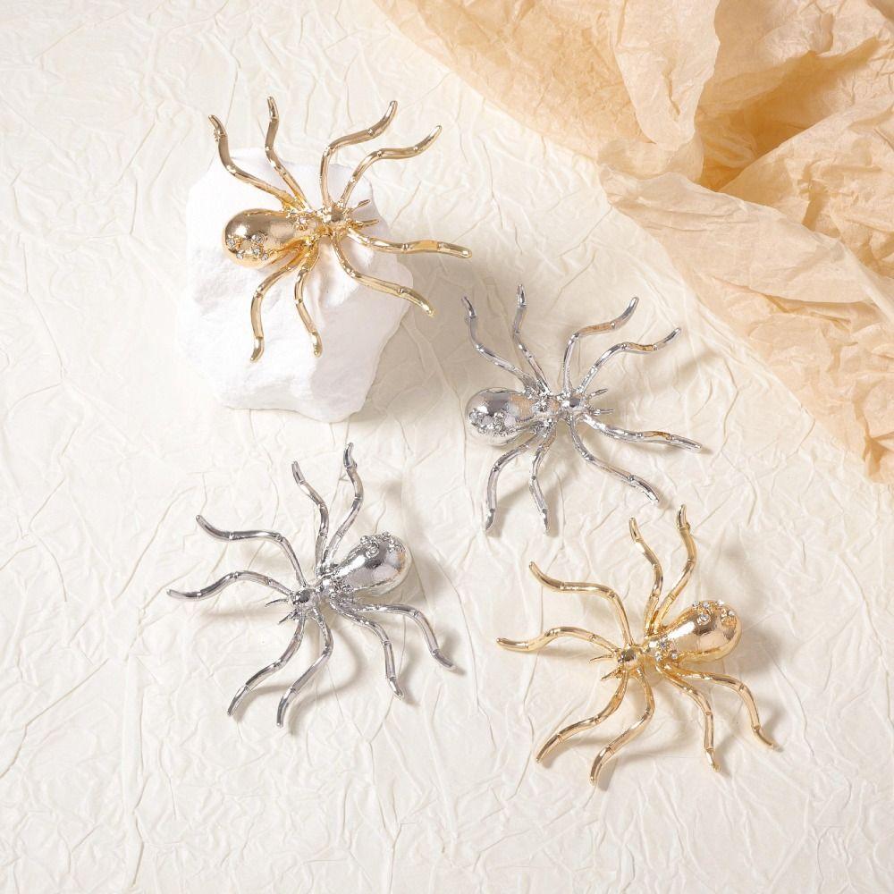 Brooch Spider Necklace Pin Insect Ear Studs Chic Exaggerated Spider Jewelry Set  Girls