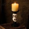 Decorative Candle Holder Gothic Pillar Holder Resin Raven Skull Candlestick Halloween Table Decoration Indoor Tealight Stand for Tabletop Holiday