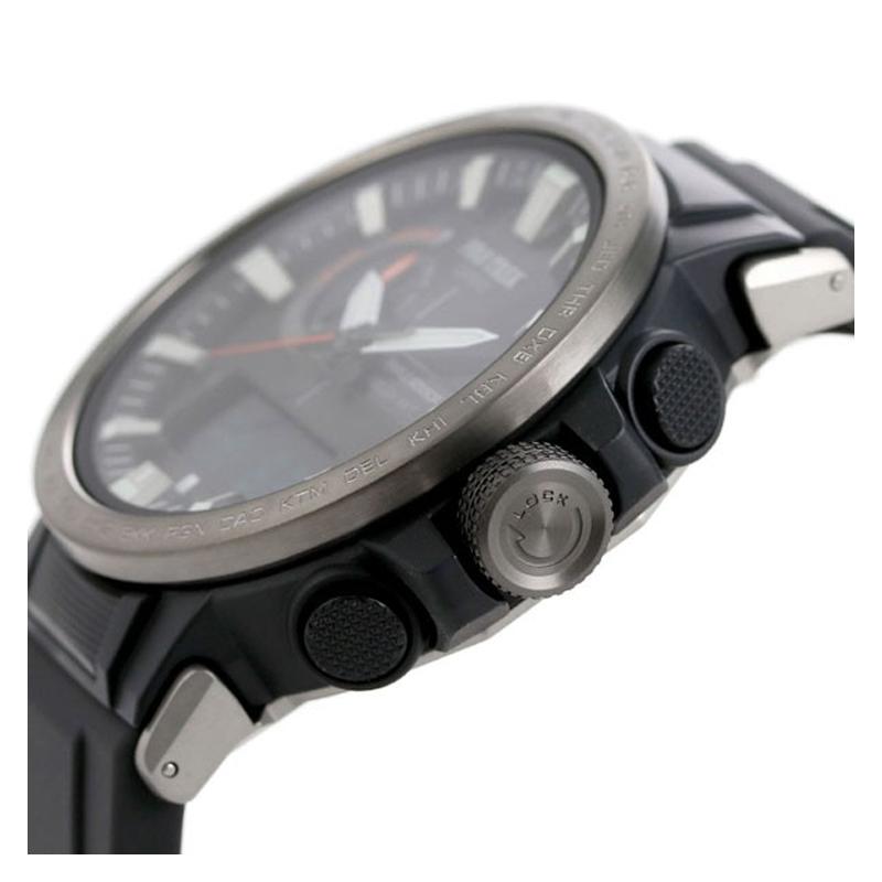 Casio Серия PRO TREK-Серия с дисковым двойным дисплеем Измерение температуры, давления и высоты Светодиодная подсветка Для активного отдыха и альпинизма Водонепроницаемый PRW-60Y-1AER