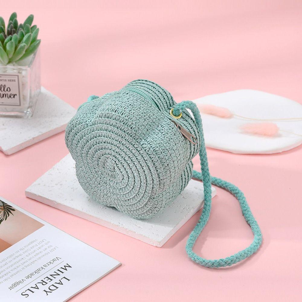 Детские соломенные сумки через плечо, пляжная сумка, кошелек для монет, детская плетеная сумка кроссбоди с цветком