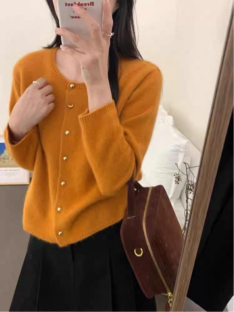 European Style Women's Pure Wool Soft Fluffy Cardigan Sweater