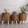 Yousheng Rattan Woven Planter Pot Indoor Outdoor Flowerpot with Legs Handmade Cactus Succulent Plants Holder Container Home Balcony Garden Decoration