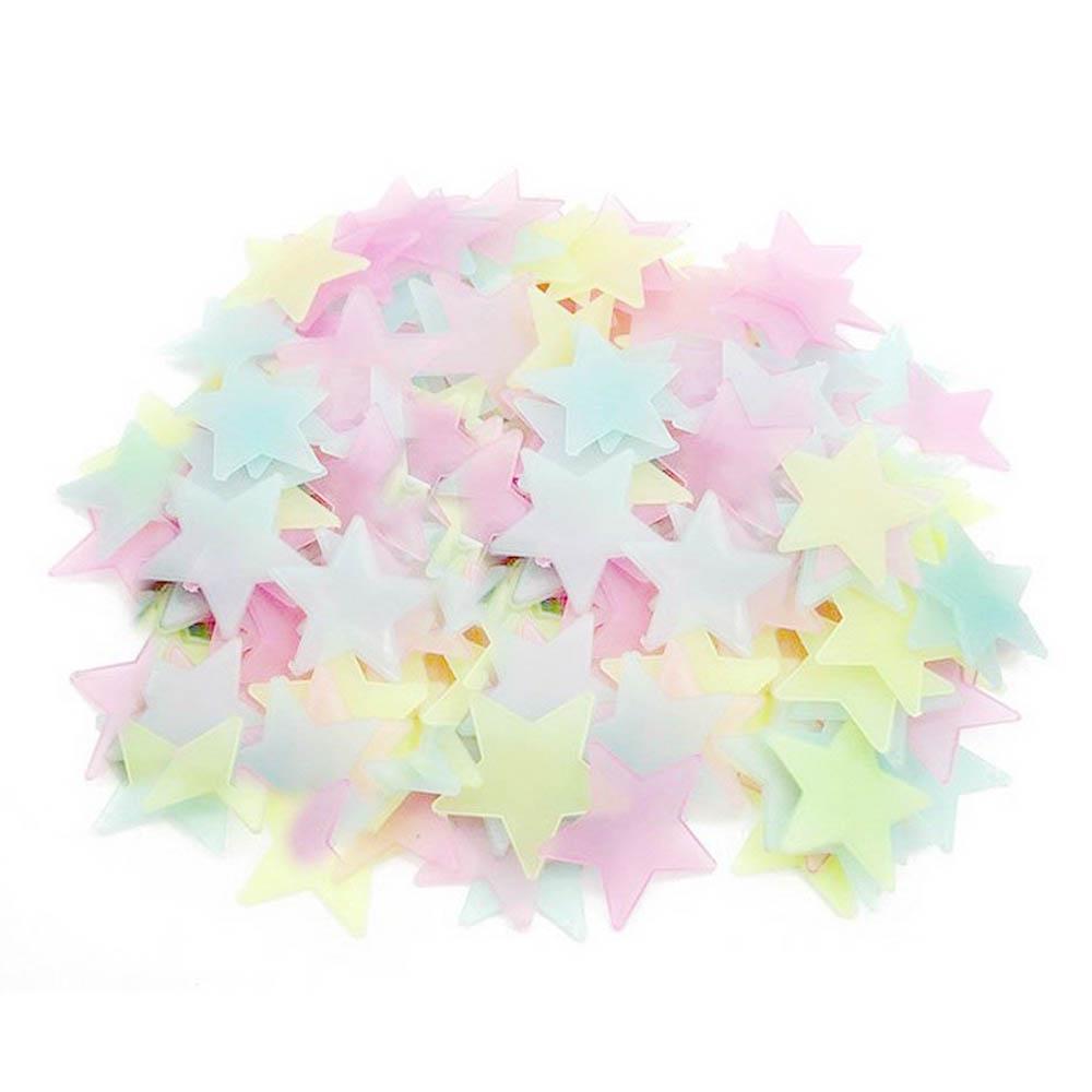 100 шт. великолепные ночные флуоресцентные светящиеся звезды наклейки домашний декор стикер на стену для детей