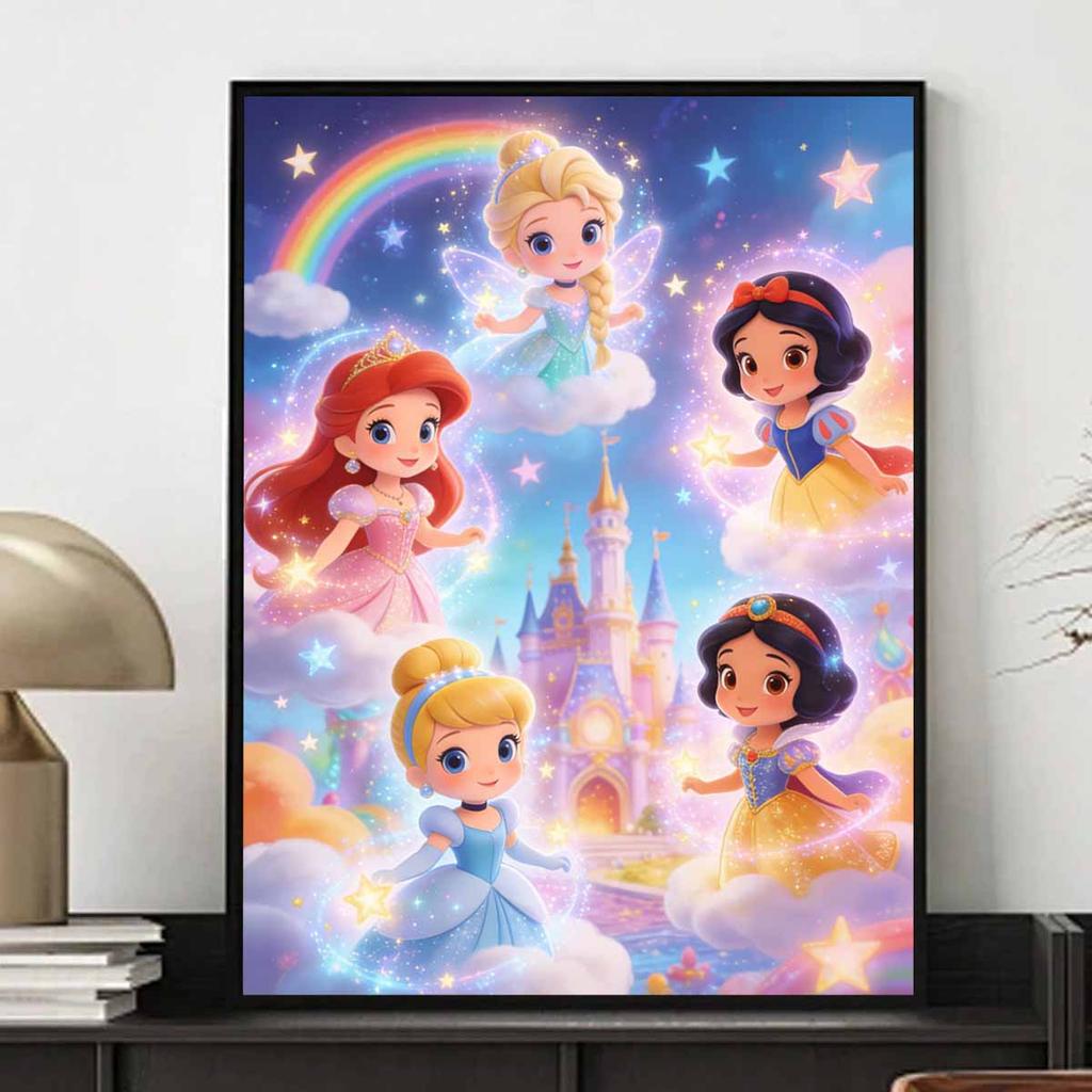 Disney 5D DIY Full Circle Diamond Painting Kit Princess Castle Fantasy Art Home Bedroom Wall Decor Gift