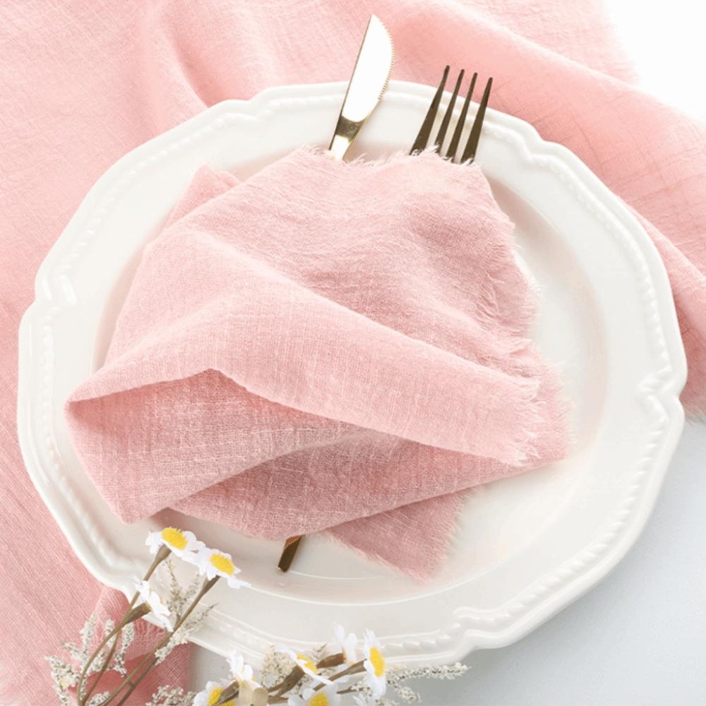6PCS Rustic Style Burr Edge Cotton Napkin Tassel Design Gauze Tea Towel Wedding