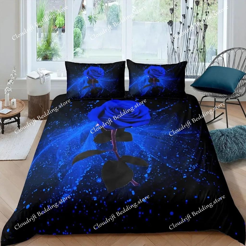 Комплект постельного белья Blue Rose Floral Flowers для мальчиков и девочек Twin Queen Size Duvet Cover Pillow Case Bed Kids Adult Fashion Home Textileextile