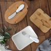 Прямоугольная керамическая тарелка для масла с деревянной крышкой, нож для масла, кухонная сырница, поднос для закусок, салатница, сырная коробка, декоративная тарелка