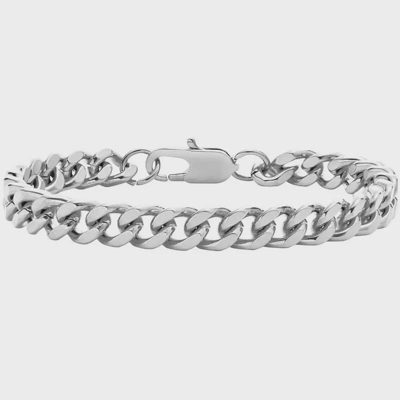 5-Piece Stainless Steel Cuban Figaro Bracelet Set - Non-Fading Titanium Steel Fashion Casual Accessory