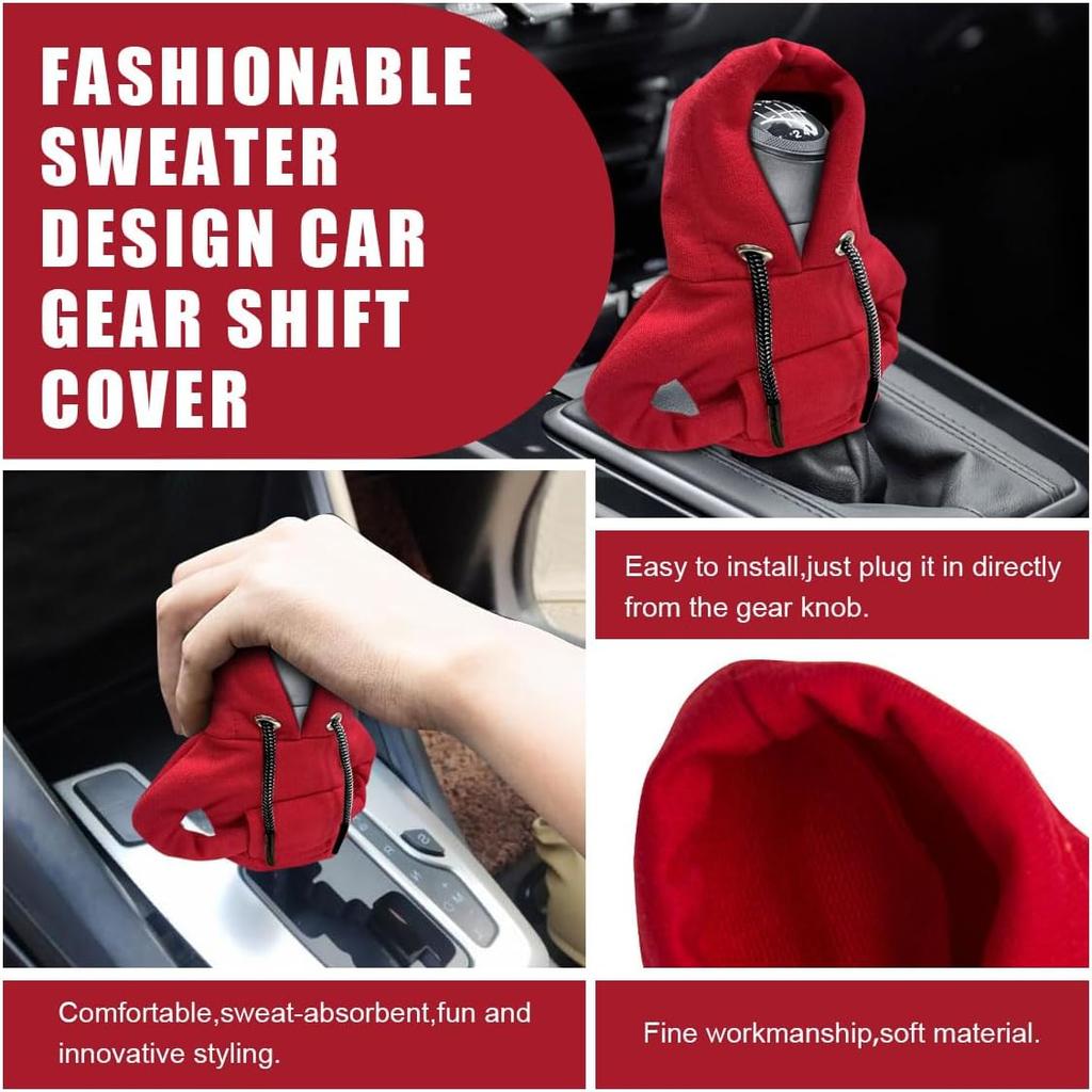 JOYCOURT Car Gear Shift Hoodie,Fashionable gear shift knob cover,Mini hoodie,Cute gadgets for car interiors,General Automotive Decorative Accessories