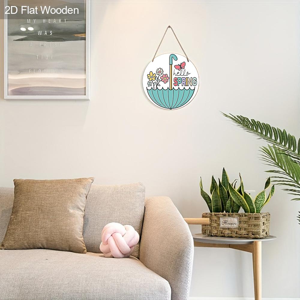 Круглая деревянная табличка в классическом стиле Hello Spring, настенный декоративный знак, многоцелевой изготовленный деревянный венок, для двери, стены, дома, комнаты,