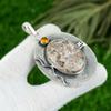 Daughters Day Deal Oval Ocean Jasper Gemstone Citrine 925 Silver Wedding Pendant