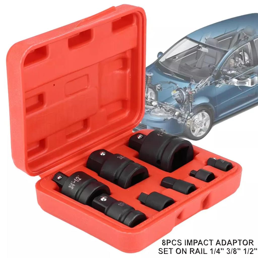 8 pcs/set Impact Socket Adapter, CR-V Socket Wrench Reducing Adapter, Drive Converter Kit, Hand Repair Tool Set Square Drive