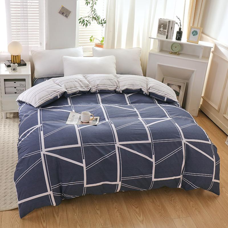 Пододеяльник из чистого хлопка с струйной печатью, размер 200x230 см, с цветочным клетчатым узором, удобный и дышащий, подходит для двуспальной кровати.