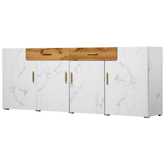 Storage Cabinet High Stability with 4 Doors Sturdy Construction Smooth Edge Easy Dining Room Console Installation Item Living Free-Standing